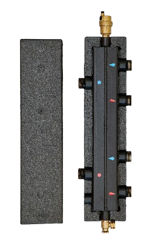 Sprzęgło-rozdzielacz na dwa obwody grzewcze